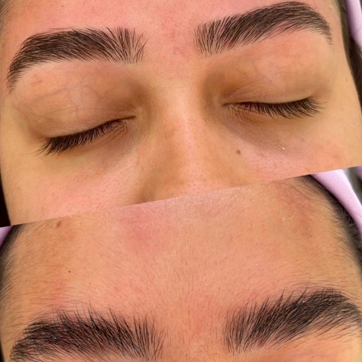 Antes e depois de sobrancelhas realizado no Espaço Priscilä Cassia